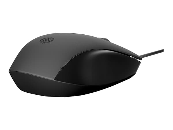 HP 150 - Mus - høyre- og venstrehåndet - optisk - kablet - USB - svart - for HP 21, 22, 24, 27; Laptop 14, 15, 17; Pavilion 24, 27, 32, TP01; Pavilio Sort
