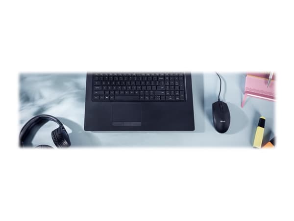 Trust Basi, Molempikätinen, Optinen, USB A-tyyppi, 1200 DPI, Musta