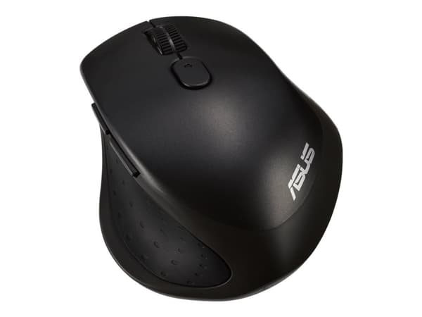 ASUS MW203 - Mus - ergonomisk - optisk - 5 knapper - trådløs - Bluetooth, 2.4 GHz - USB trådløs mottaker - svart