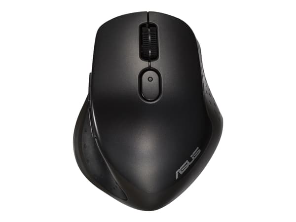 ASUS MW203 - Mus - ergonomisk - optisk - 5 knapper - trådløs - Bluetooth, 2.4 GHz - USB trådløs mottaker - svart
