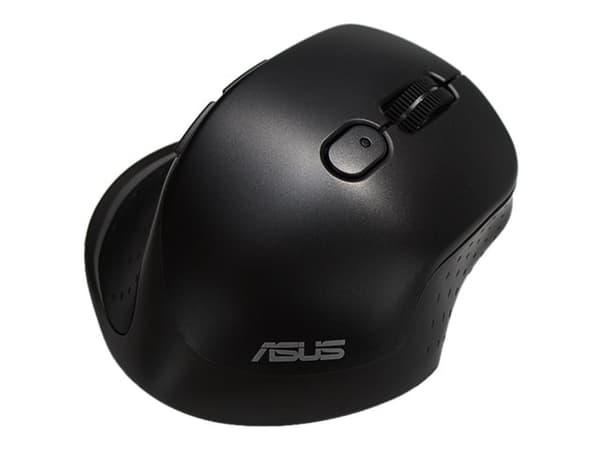 ASUS MW203 - Mus - ergonomisk - optisk - 5 knappar - trådlös - Bluetooth, 2.4 GHz - trådlös USB-mottagare - svart