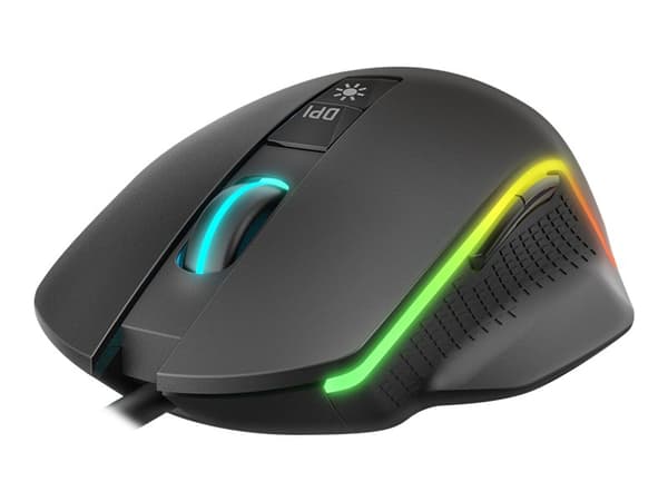KROM Keos - Mus - ergonomisk - optisk - 7 knappar - kabelansluten - USB Svart