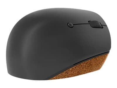 Lenovo Go - Mus - ergonomisk - blå optisk - 6 knapper - trådløs - 2.4 GHz - USB trådløs mottaker - stormgrå med naturlig kork - løsvekt