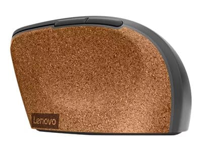 Lenovo Go - Mus - ergonomisk - blå optisk - 6 knapper - trådløs - 2.4 GHz - USB trådløs mottaker - stormgrå med naturlig kork - løsvekt