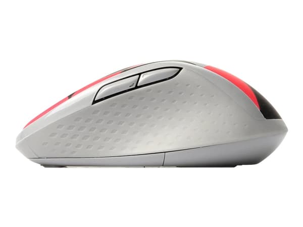 Rapoo M500 Silent - Mus - optisk - 6 knapper - trådløs - 2.4 GHz, Bluetooth 4.0, Bluetooth 3.0 - USB trådløs mottaker - rød