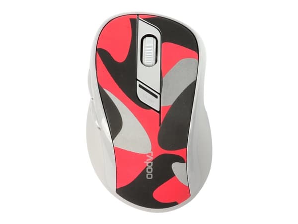 Rapoo M500 Silent - Mus - optisk - 6 knapper - trådløs - 2.4 GHz, Bluetooth 4.0, Bluetooth 3.0 - USB trådløs mottaker - rød
