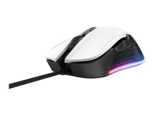 Trust Gaming GXT 922W YBAR - Mus - høyrehendt - optisk - 6 knapper - kablet - USB 2.0 - hvit