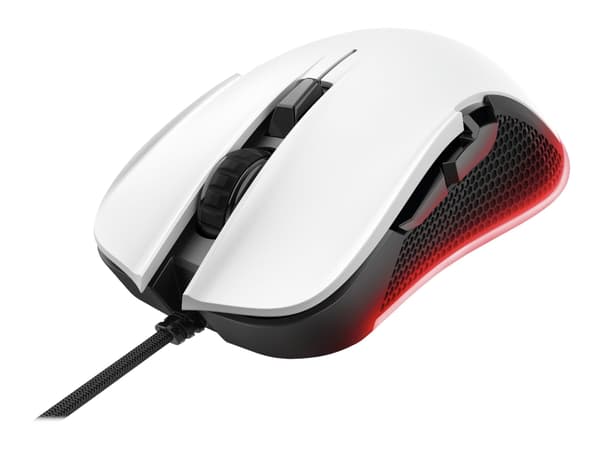 Trust Gaming GXT 922W YBAR - Mus - høyrehendt - optisk - 6 knapper - kablet - USB 2.0 - hvit Sort, Hvit