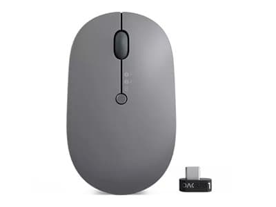 Lenovo Go Wireless Multi Device, Molempikätinen, Optinen, RF Wireless + Bluetooth + USB Type-A, 2400 DPI, Harmaa