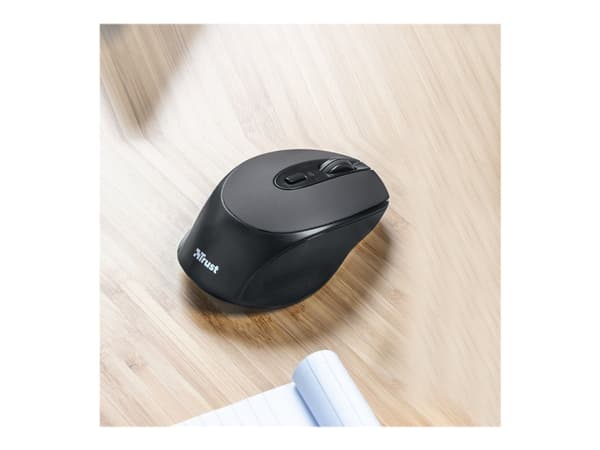 Trust Zaya - Mus - höger- och vänsterhänta - optisk - 4 knappar - trådlös - 2.4 GHz - trådlös USB-mottagare - svart
