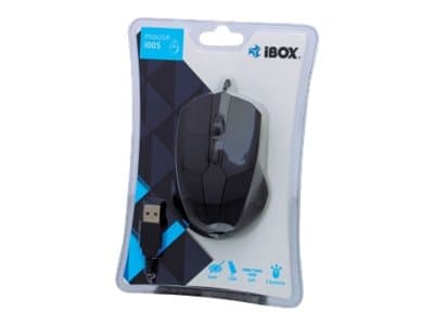 iBOX i005 - Hiiri - oikea- ja vasenkätinen - laser - 3 painiketta - langallinen - USB - musta - OEM-valmistajat