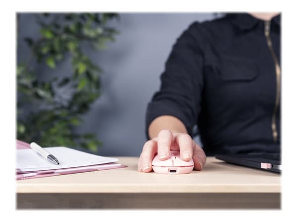 Trust Puck - Mus - høyre- og venstrehåndet - optisk - 4 knapper - trådløs - Bluetooth, 2.4 GHz - USB trådløs mottaker - rosa