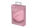 Miniatyrbilde 1 av 5: Trust Puck - Mus - høyre- og venstrehåndet - optisk - 4 knapper - trådløs - Bluetooth, 2.4 GHz - USB trådløs mottaker - rosa