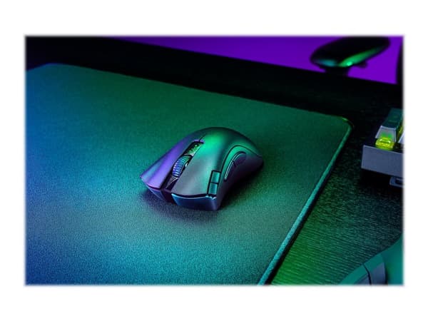 Razer DeathAdder V2 X HyperSpeed - Mus - ergonomisk - høyrehendt - optisk - 7 knapper - trådløs - 2.4 GHz, Bluetooth 5.1 LE - USB trådløs mottaker Sort