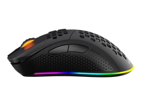 DELTACO GAMING DM220 - Mus - 7 knappar - trådlös, kabelansluten - 2.4 GHz - trådlös USB-mottagare - svart
