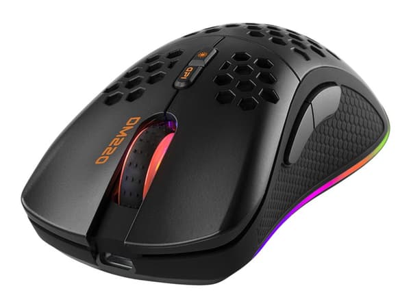 DELTACO GAMING DM220 - Mus - 7 knappar - trådlös, kabelansluten - 2.4 GHz - trådlös USB-mottagare - svart