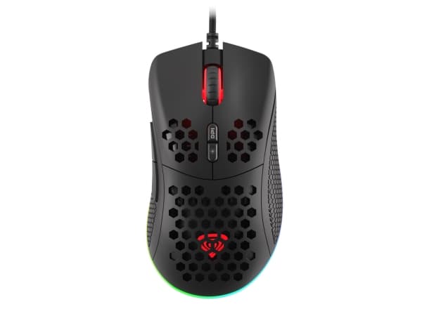 Natec Genesis Krypton 555 - Mus - ergonomisk - optisk - 7 knappar - kabelansluten - USB - svart