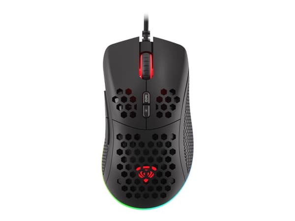 Natec Genesis Krypton 555 - Mus - ergonomisk - optisk - 7 knappar - kabelansluten - USB - svart Svart