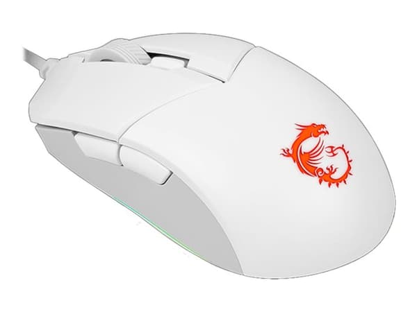 MSI Clutch GM11 - Mus - høyre- og venstrehåndet - optisk - 6 knapper - kablet - USB - hvit