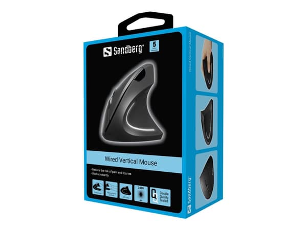 Sandberg Pro - Vertikal mus - ergonomisk - optisk - 6 knapper - kablet - USB - boks Sort