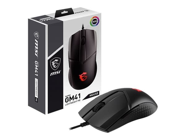 MSI CLUTCH GM41 LIGHTWEIGHT V2 - Mus - optisk - 6 knapper - kablet - USB Sort