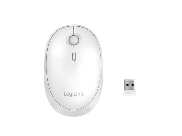 LogiLink ID0205, Ambidextrous, Trådlös RF + Bluetooth, 1600 DPI, Vit