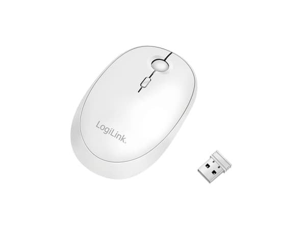 LogiLink ID0205, Ambidextrous, Trådlös RF + Bluetooth, 1600 DPI, Vit Vit