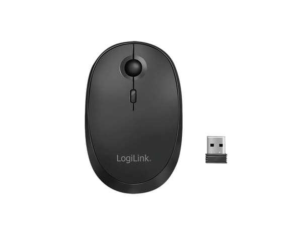 LogiLink ID0204, Ambidekstriøs, RF trådløs + Bluetooth, 1600 DPI, Sort