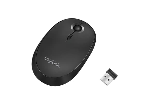 LogiLink ID0204, Ambidekstriøs, RF trådløs + Bluetooth, 1600 DPI, Sort Sort
