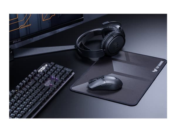 ASUS TUF Gaming M4 - Mus - höger- och vänsterhänta - 6 knappar - trådlös - 2.4 GHz, Bluetooth 5.1 - trådlös USB-mottagare - svart