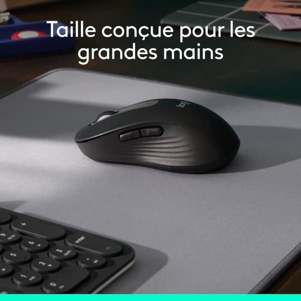 Logitech Signature M650 L trådlös mus - Tyst stor storlek, Bluetooth, programmerbara knappar - rosa