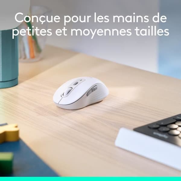 Logitech Signature M650 trådlös mus - Tyst, Bluetooth, programmerbara knappar - Vit