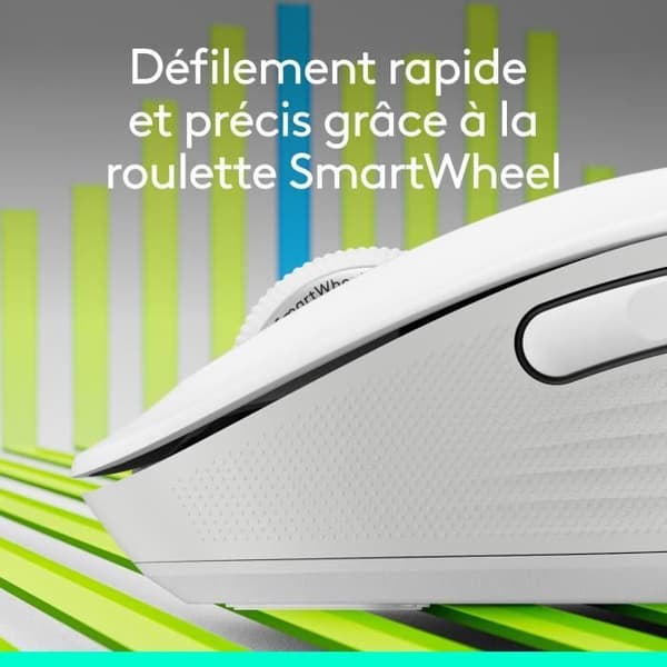 Logitech Signature M650 trådlös mus - Tyst, Bluetooth, programmerbara knappar - Vit