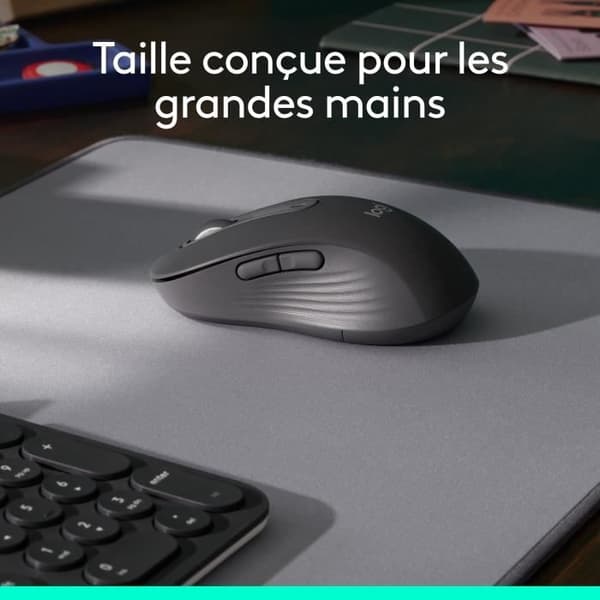 Logitech Signature M650 L trådlös mus - Tyst stor storlek, Bluetooth, programmerbara knappar - grafit