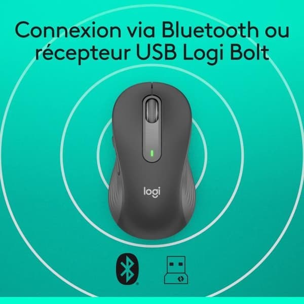 Logitech Signature M650 trådlös mus - Tyst, Bluetooth, programmerbara knappar - Grafit