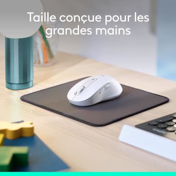 Logitech Signature M650 L trådlös mus - Tyst stor storlek, Bluetooth, programmerbara knappar - vit