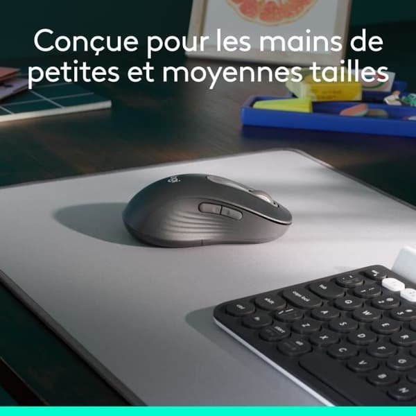 Logitech Signature M650 L trådlös mus - vänster - för stora händer, tyst, Bluetooth, programmerbara knappar - grafit