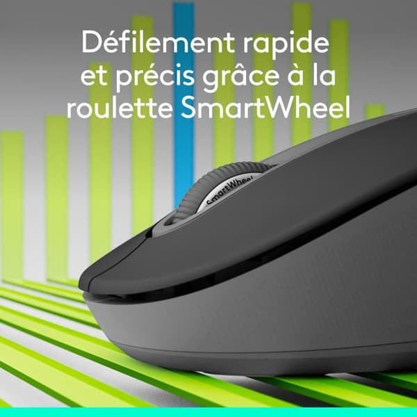 Logitech Signature M650 L trådlös mus - vänster - för stora händer, tyst, Bluetooth, programmerbara knappar - grafit