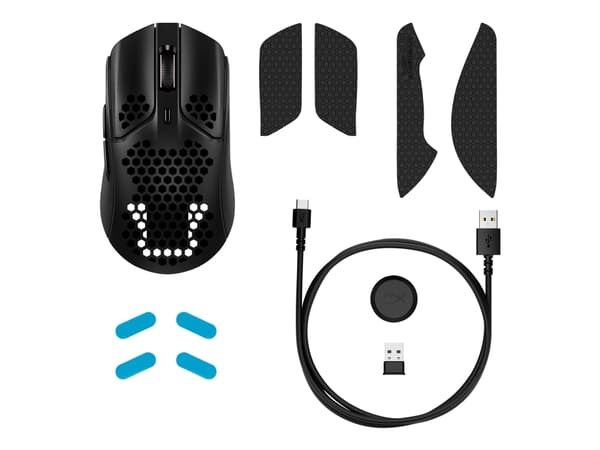 HyperX Pulsefire Haste - Mus - optisk - 6 knapper - trådløs - 2.4 GHz - USB trådløs mottaker - svart - for Victus by HP Laptop 16; Laptop 14, 15, 17;