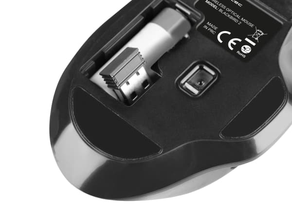 NATEC BlackBird 2, Ambidextrous, IR LED, RF Trådlös, 1600 DPI, Svart