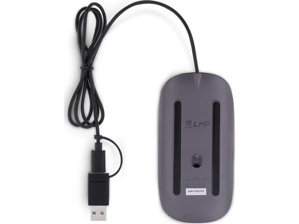 LMP Easy Mouse, Ambidekstriøs, Optisk, USB Type-A, 1600 DPI, Grå