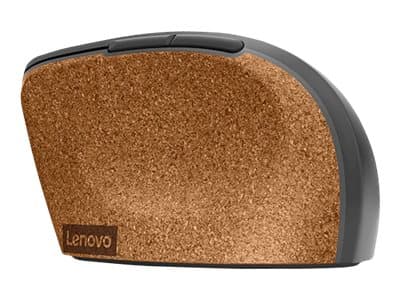 Lenovo Go - Mus - ergonomisk - høyrehendt - blå optisk - 6 knapper - trådløs - 2.4 GHz - USB trådløs mottaker - grå, kork - løsvekt