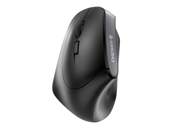 CHERRY MW 4500 LEFT - Mus - ergonomisk - vänsterhänt - optisk - 6 knappar - trådlös - trådlös USB-mottagare - svart Svart, Grå