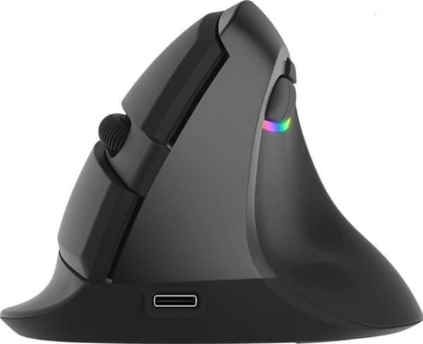 Delux M618Mini, högerhand, Vertikal design, Optisk, Trådlös RF + Bluetooth, 4000 DPI, Svart Svart