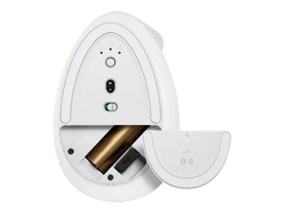 Logitech Lift (høyre) - Vertikal mus - ergonomisk - optisk - 6 knapper - trådløst, ledninger - Bluetooth, 2,4 GHz - trådløs mottaker (USB) - Off-whit