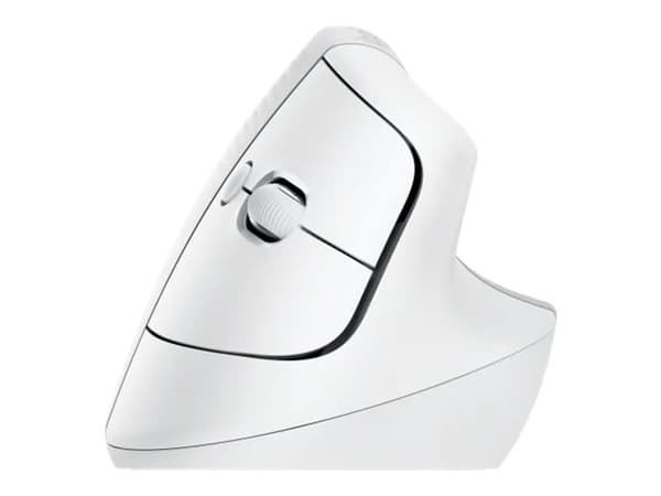 Logitech Lift (høyre) - Vertikal mus - ergonomisk - optisk - 6 knapper - trådløst, ledninger - Bluetooth, 2,4 GHz - trådløs mottaker (USB) - Off-whit