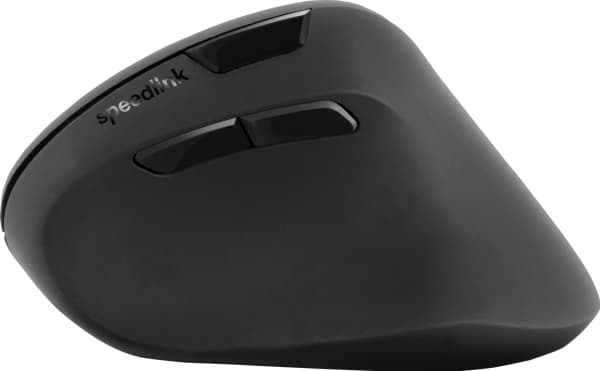 SPEEDLINK PIAVO - Vertikal mus - ergonomisk - högerhänt - optisk - 5 knappar - trådlös - 2.4 GHz - trådlös USB-mottagare - gummisvart - hängande låda
