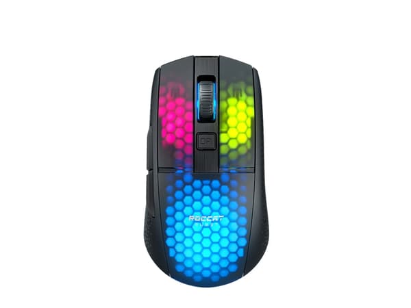 ROCCAT Burst Pro Air, högerhand, Optisk, Trådlös RF + Bluetooth, 19000 DPI, Svart Svart