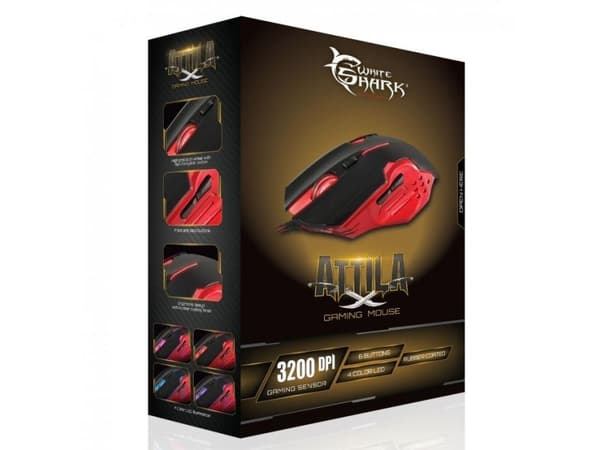 WHITE SHARK MOUSE GM-1803 ATTILA BLACK/SILVER / 3200 DPI