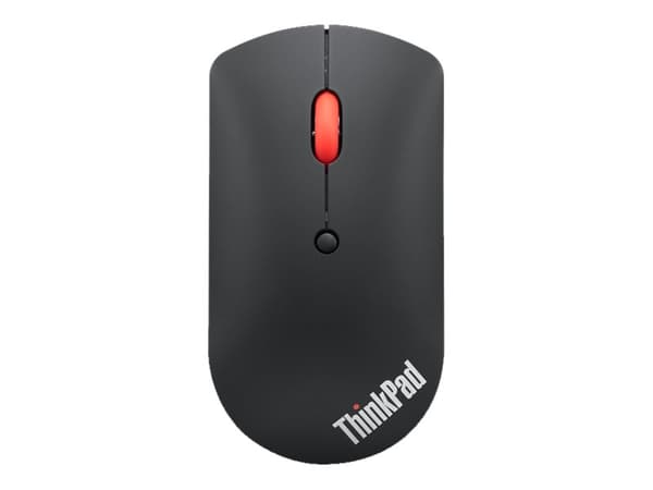 Lenovo ThinkPad Silent - Mus - höger- och vänsterhänta - optisk blå - 3 knappar - trådlös - Bluetooth 5.0 - svart - brun låda